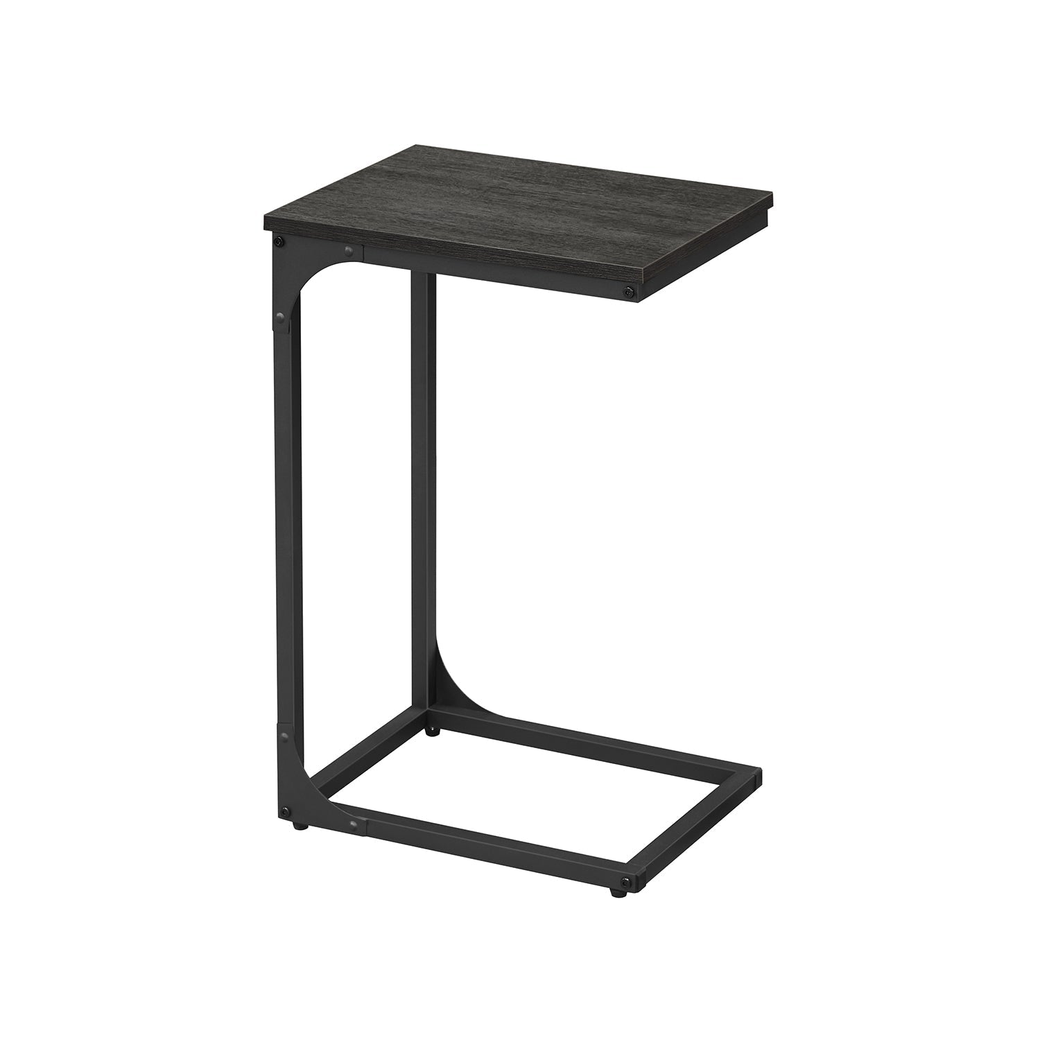 C-Shaped Side Table – Ebonised Oak and Metal – Black – Industrial Design for Living Room or Bedroom