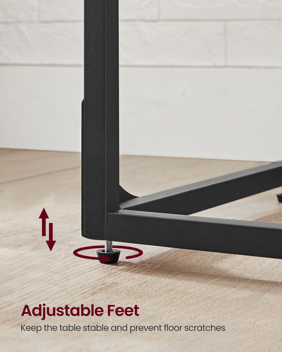 C-Shaped Side Table – Ebonised Oak and Metal – Black – Industrial Design for Living Room or Bedroom