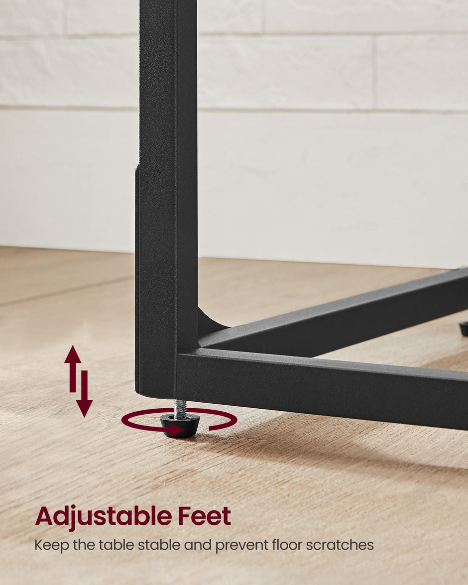 C-Shaped Side Table – Metal Frame – Heather Greige and Black – Industrial Design for Living Room and Bedroom