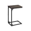 C-Shaped End Table – Metal Frame – Chestnut Brown and Black – Industrial Design