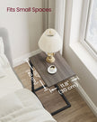 C-Shaped End Table – Metal Frame – Chestnut Brown and Black – Industrial Design