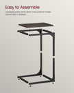 C-Shaped End Table – Metal Frame – Chestnut Brown and Black – Industrial Design