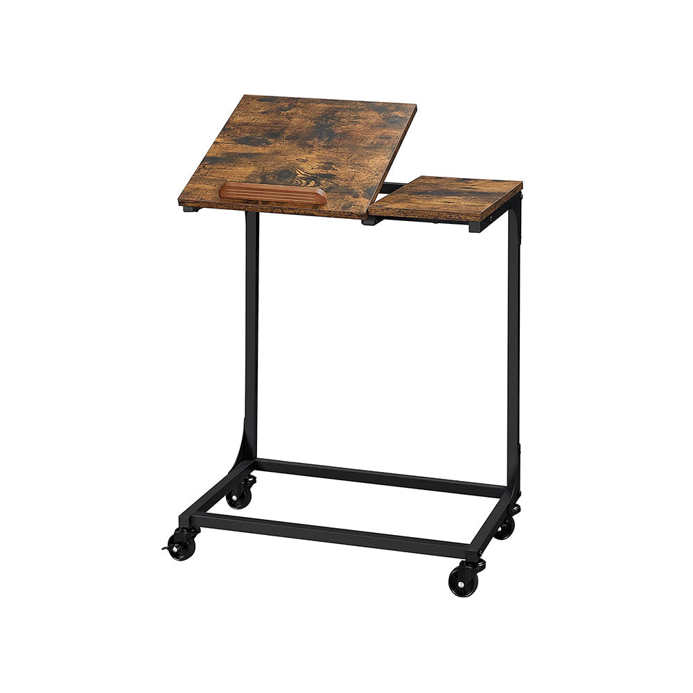Side Table – Steel Frame – Rustic Brown and Black – Tilting Top