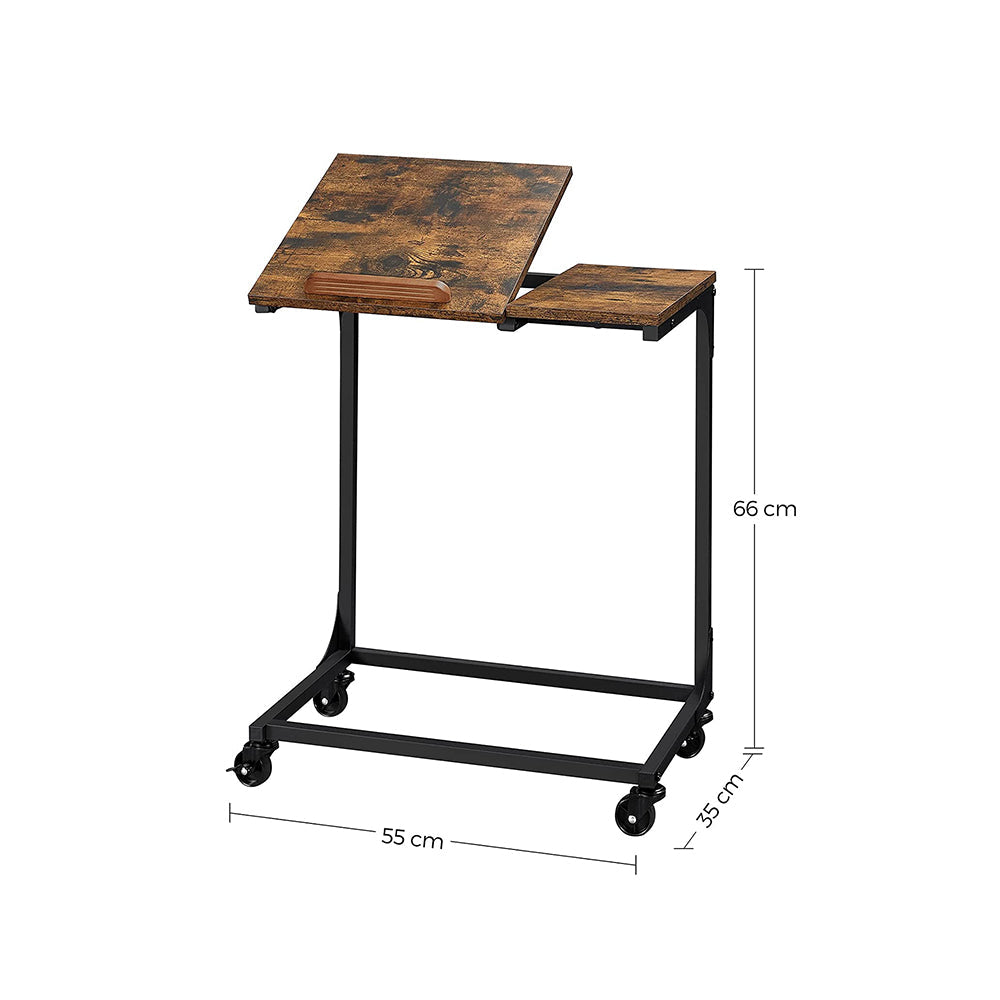Side Table – Steel Frame – Rustic Brown and Black – Tilting Top