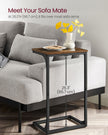 C-Shaped Side Table – Metal Frame – Rustic Brown and Black – Industrial Design