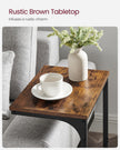 C-Shaped Side Table – Metal Frame – Rustic Brown and Black – Industrial Design