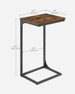 C-Shaped Side Table – Metal Frame – Rustic Brown and Black – Industrial Design