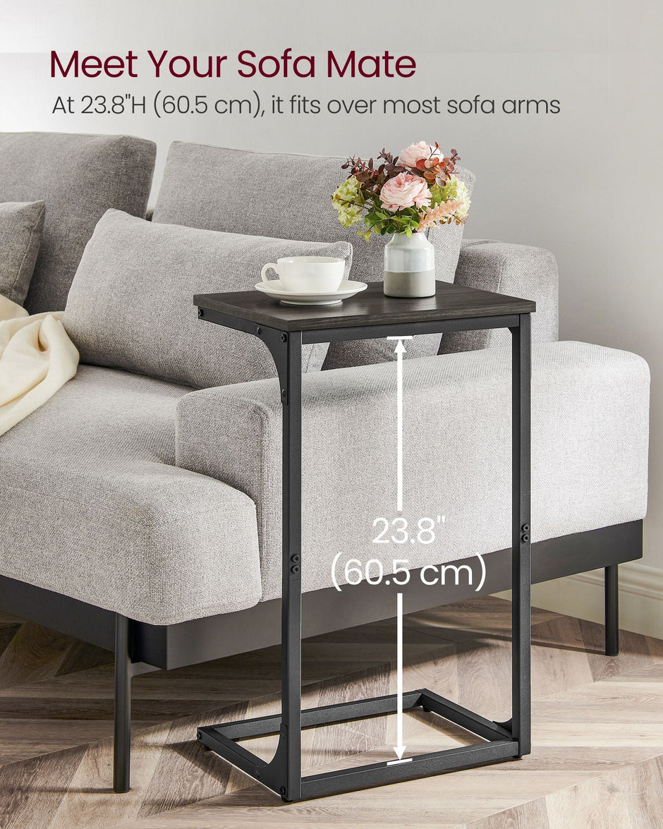 C-Shaped Side Table – Ebonised Oak and Metal – Black – Industrial Design