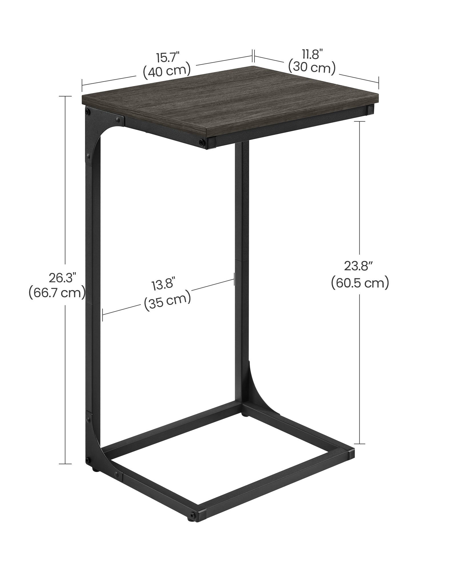 C-Shaped Side Table – Ebonised Oak and Metal – Black – Industrial Design