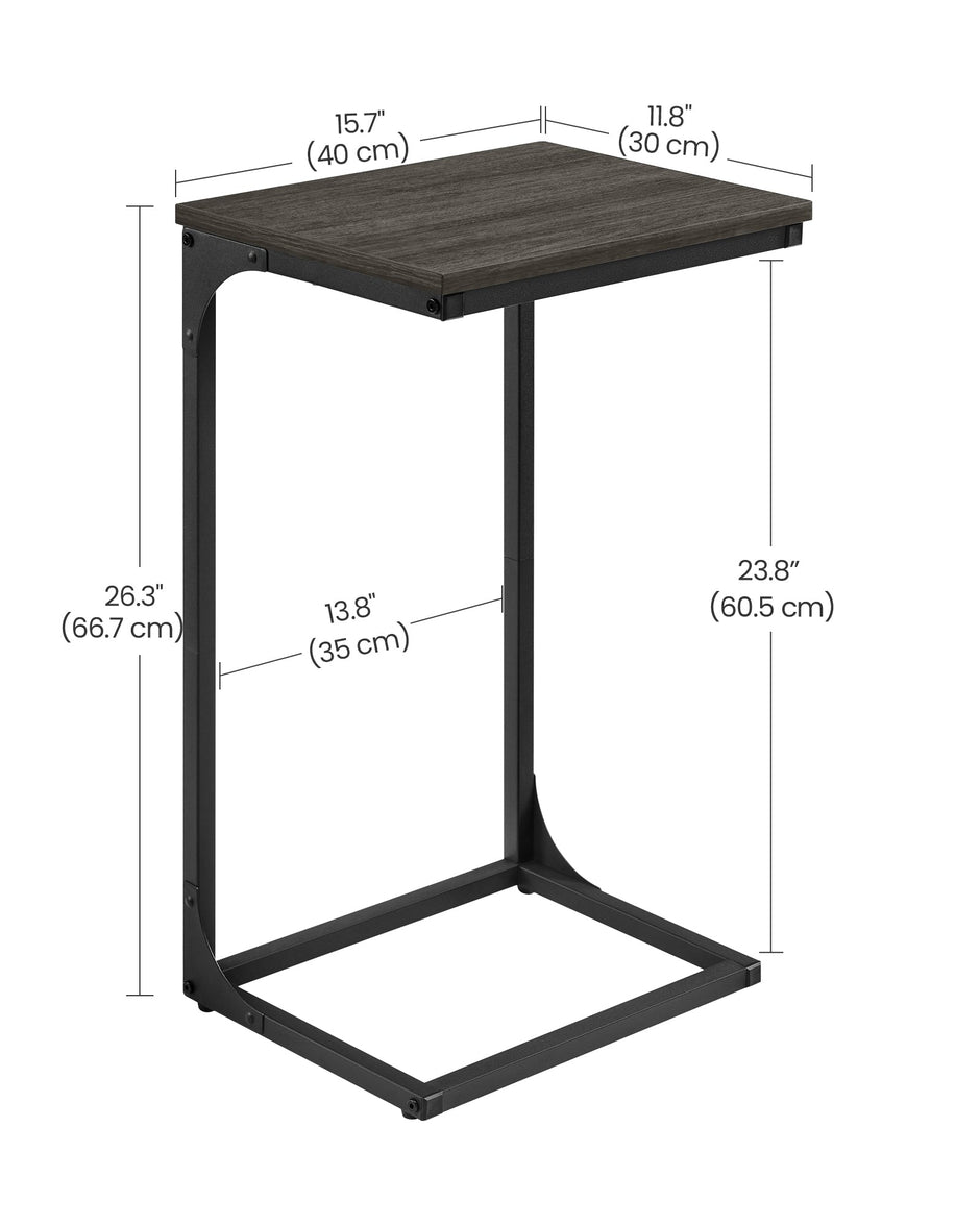 C-Shaped Side Table – Ebonised Oak and Metal – Black – Industrial Design