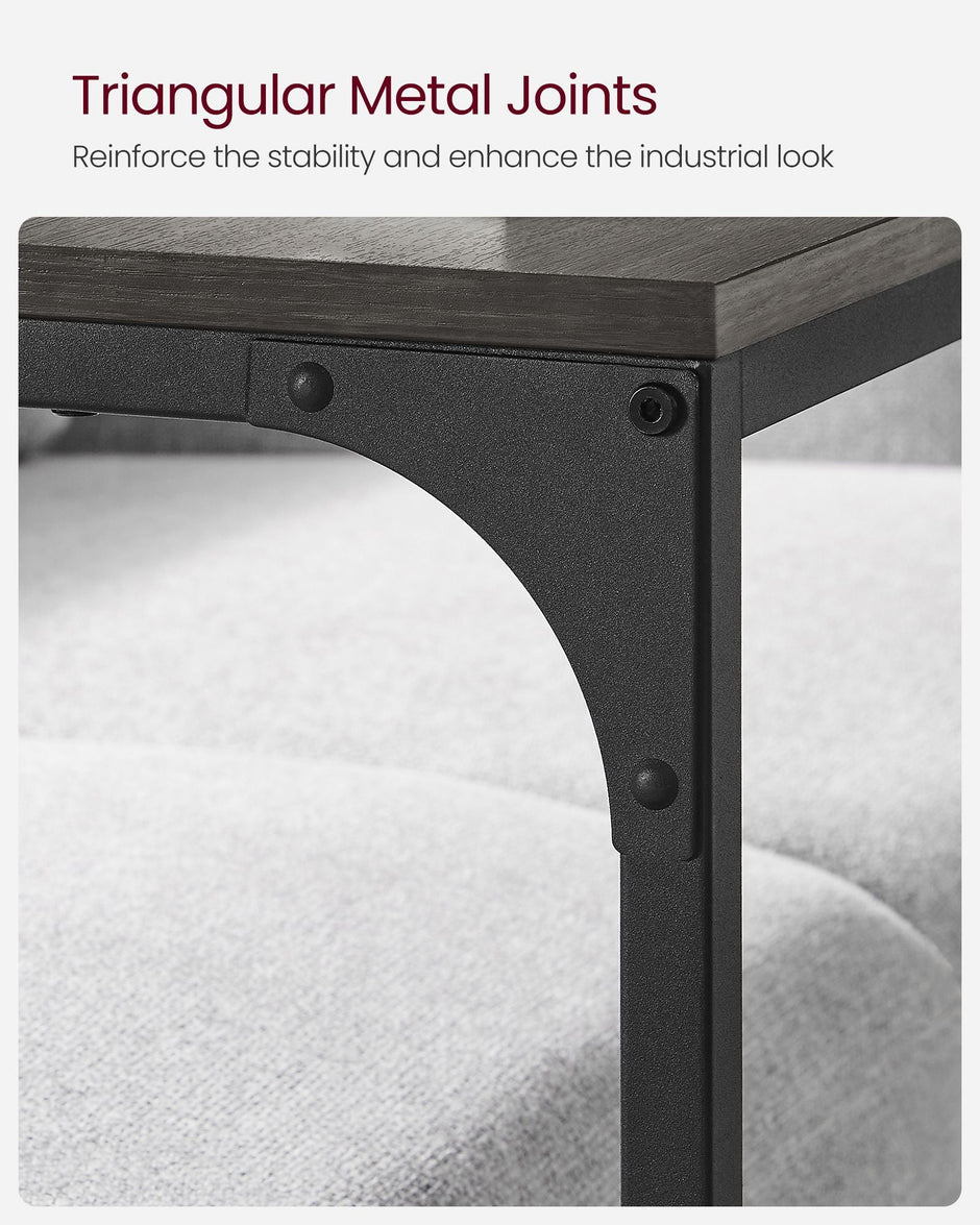 C-Shaped Side Table – Ebonised Oak and Metal – Black – Industrial Design