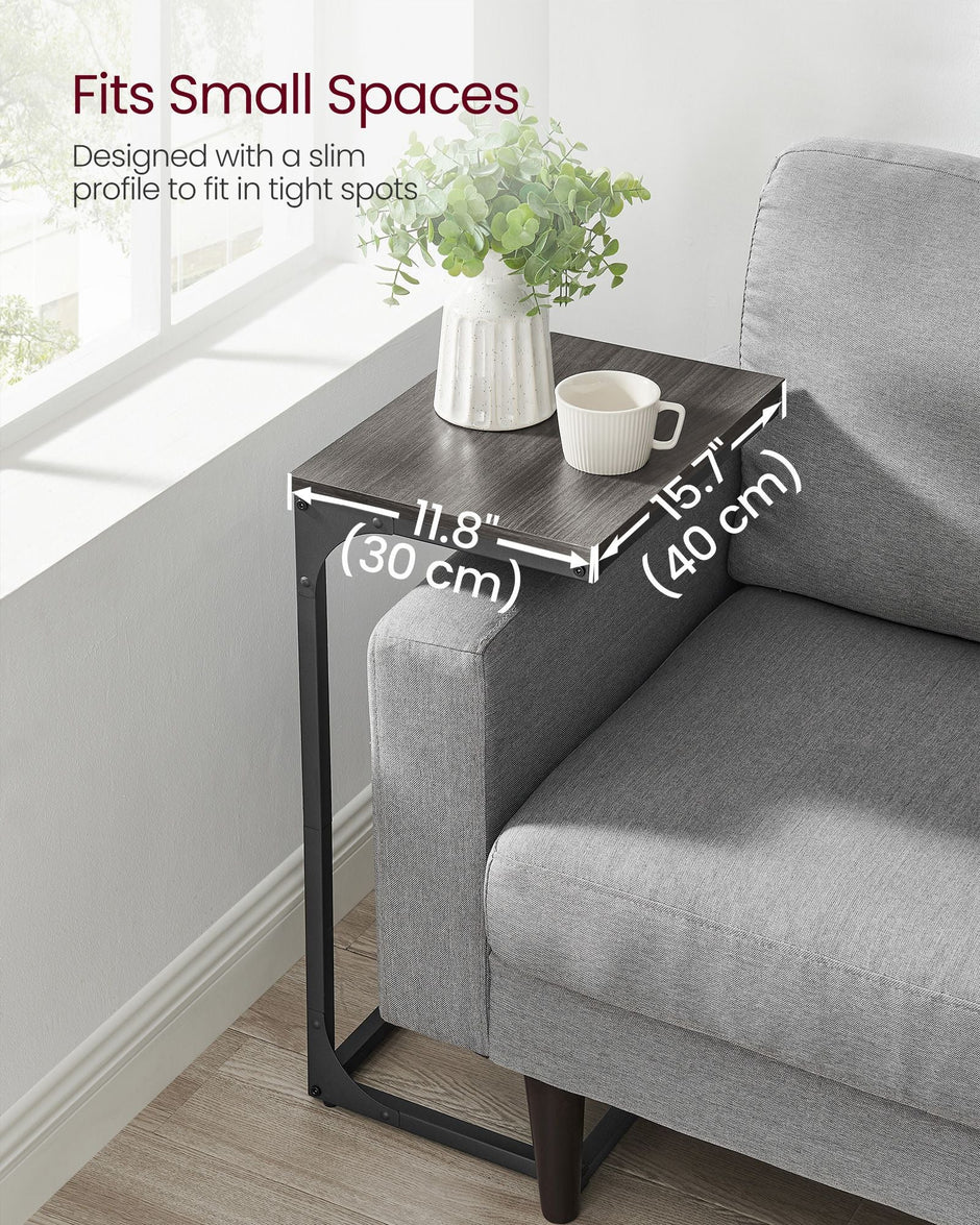 C-Shaped Side Table – Ebonised Oak and Metal – Black – Industrial Design