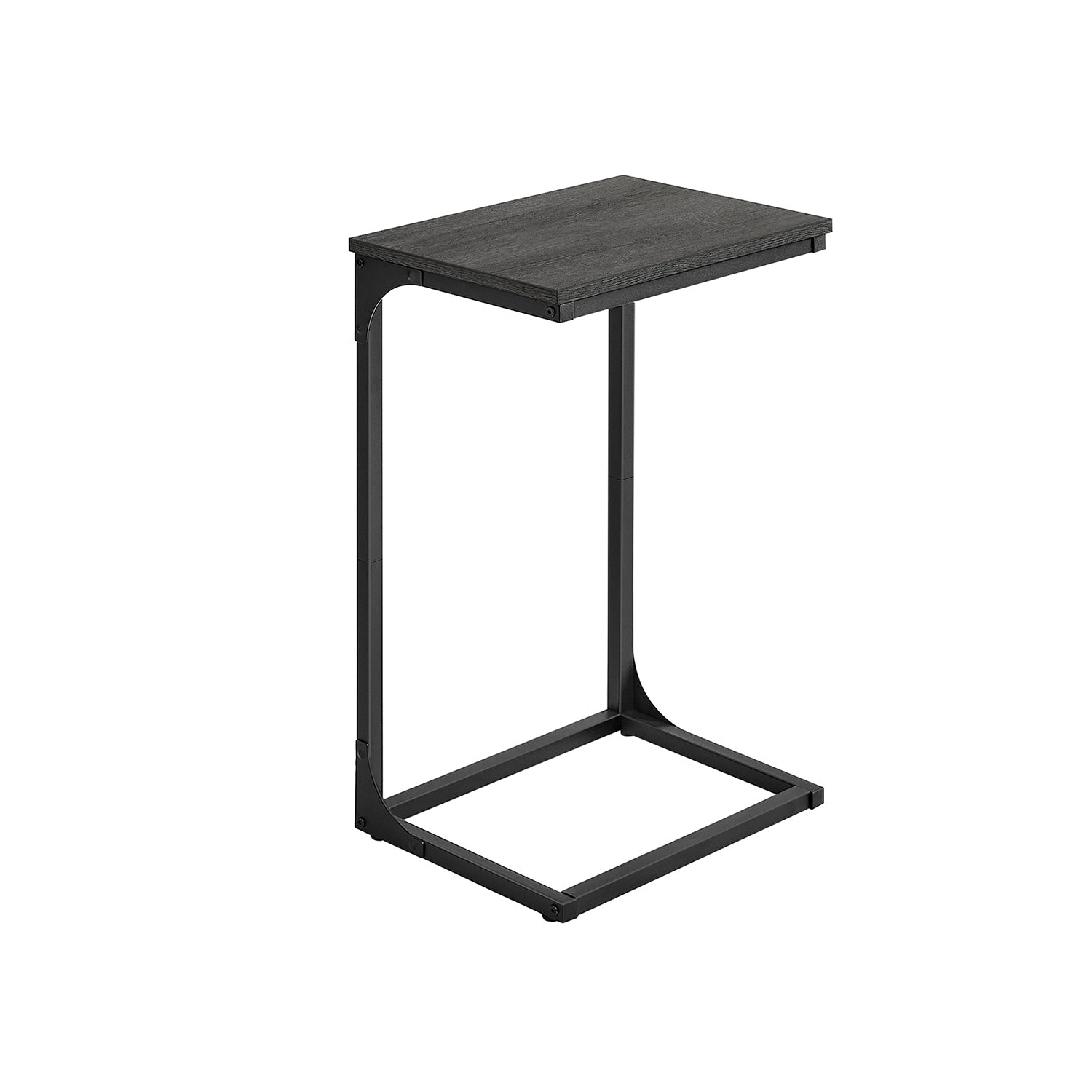 C-Shaped End Table – Metal Frame – Misty Grey and Ink Black – Industrial Design