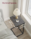 C-Shaped End Table – Metal Frame – Misty Grey and Ink Black – Industrial Design