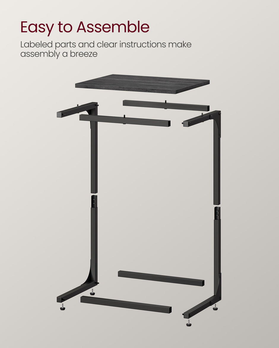 C-Shaped End Table – Metal Frame – Misty Grey and Ink Black – Industrial Design