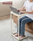 C-Shaped Side Table – Metal Frame – Rustic Brown and Black – Industrial Design for Living Room and Bedroom