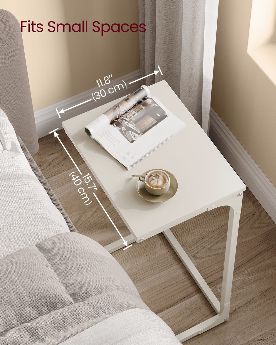 C-Shaped Side Table – Metal Frame – Rustic Brown and Black – Industrial Design for Living Room and Bedroom
