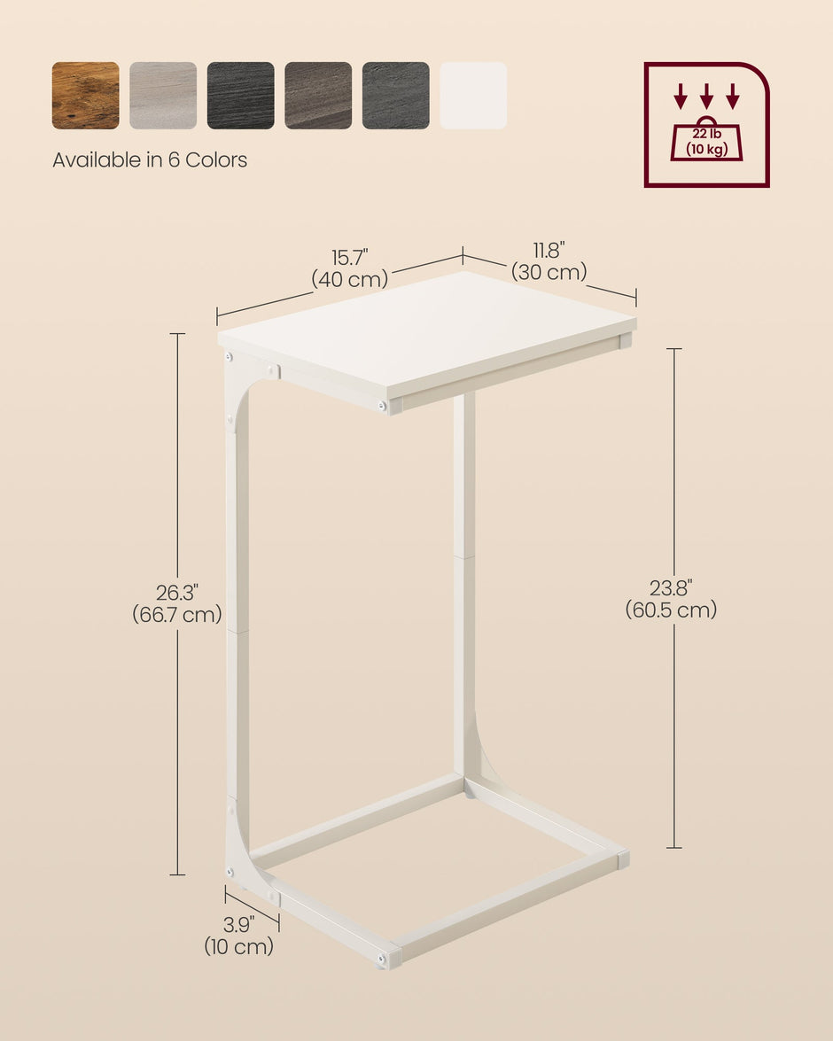 C-Shaped Side Table – Metal Frame – Rustic Brown and Black – Industrial Design for Living Room and Bedroom