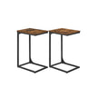 C-Shaped Side Tables – Ebonised Oak and Metal – Rustic Brown and Black – Set of 2