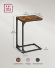 C-Shaped Side Tables – Ebonised Oak and Metal – Rustic Brown and Black – Set of 2