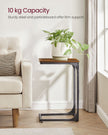 C-Shaped Side Tables – Ebonised Oak and Metal – Rustic Brown and Black – Set of 2
