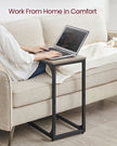 Set of 2 C-Shaped Side Tables – Metal Frame – Heather Greige and Ink Black – Industrial Design