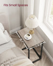 Set of 2 C-Shaped Side Tables – Metal Frame – Heather Greige and Ink Black – Industrial Design