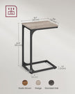 Set of 2 C-Shaped Side Tables – Metal Frame – Heather Greige and Ink Black – Industrial Design