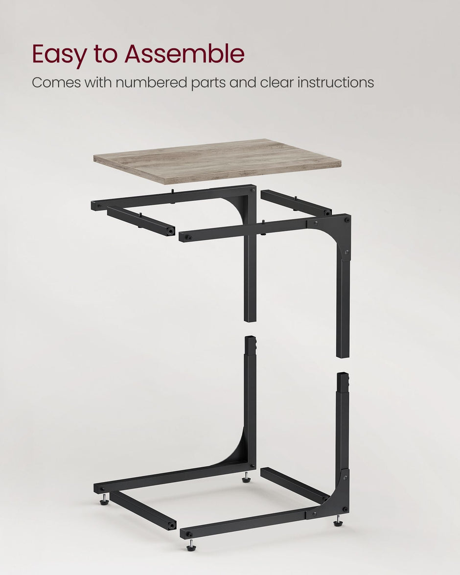 Set of 2 C-Shaped Side Tables – Metal Frame – Heather Greige and Ink Black – Industrial Design