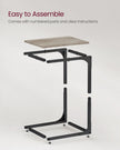 Set of 2 C-Shaped Side Tables – Metal Frame – Heather Greige and Ink Black – Industrial Design