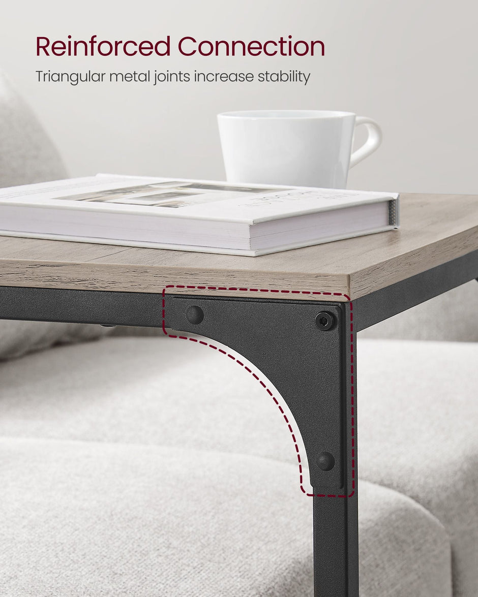Set of 2 C-Shaped Side Tables – Metal Frame – Heather Greige and Ink Black – Industrial Design