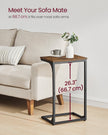 C-Shaped Side Tables – Metal Frame – Rustic Brown and Ink Black – Versatile for Living Room and Bedroom