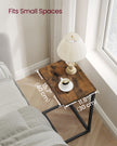 C-Shaped Side Tables – Metal Frame – Rustic Brown and Ink Black – Versatile for Living Room and Bedroom