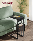 C-Shaped Bedside Table – Wood – Ebony Black – Charging Station with 2 USB Ports and Storage Bag