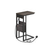 C-Shaped Bedside Table – Wood – Ash Brown – Charging Station with USB Ports and Outlets