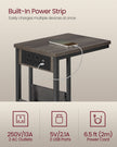 C-Shaped Bedside Table – Wood – Ash Brown – Charging Station with USB Ports and Outlets