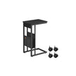 C-Shaped Bedside Table – Wood – Ebony Black – With Fabric Storage Bag and Adjustable Feet