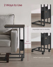 C-Shaped Bedside Table – Wood – Ash Brown – With Fabric Storage Bag and Adjustable Feet