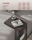 C-Shaped Bedside Table – Wood – Ash Brown – With Fabric Storage Bag and Adjustable Feet