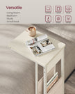 C-Shaped Bedside Table – Wood – Cream White – Includes Fabric Storage Bag and Swivel Castors