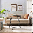 Folding Side Table – Wood – Rustic Brown – Space-Saving Design for Small Spaces