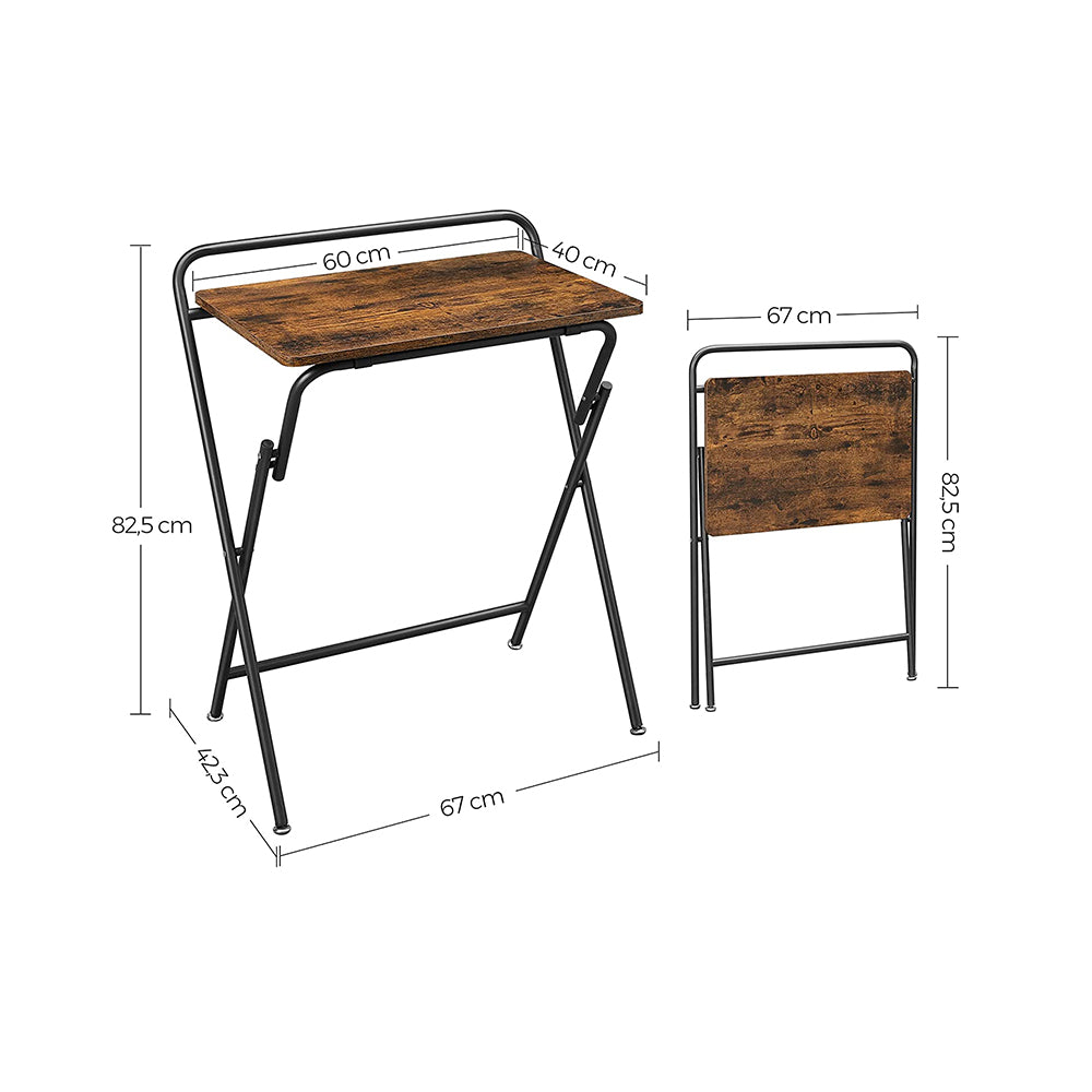 Folding Side Table – Wood – Rustic Brown – Space-Saving Design for Small Spaces