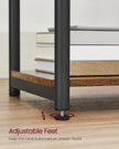 Narrow Bedside Table – Wood – Rustic Brown and Black – Integrated Charging Station with 2 AC and 2 USB Outlets