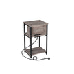 Slim Side Table – Wood – Heather Greige and Ink Black – Charging Station with AC and USB Outlets