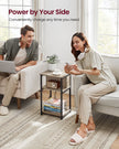 Slim Side Table – Wood – Heather Greige and Ink Black – Charging Station with AC and USB Outlets
