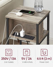 Slim Side Table – Wood – Heather Greige and Ink Black – Charging Station with AC and USB Outlets