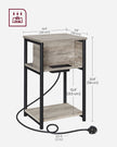 Slim Side Table – Wood – Heather Greige and Ink Black – Charging Station with AC and USB Outlets
