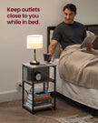Slim Side Table – Wood – Heather Greige and Ink Black – Charging Station with AC and USB Outlets