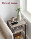 Slim Side Table – Wood – Heather Greige and Ink Black – Charging Station with AC and USB Outlets