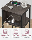 Slim Side Table – Wood – Chestnut Brown and Ink Black – Includes Charging Station with AC and USB Outlets
